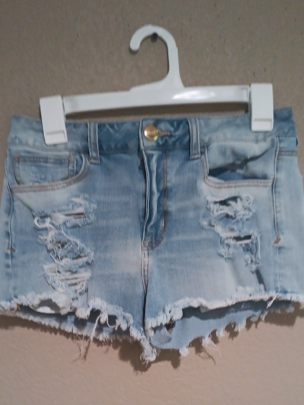 American Eagle Outfitters Light Wash Distressed Denim Shorts